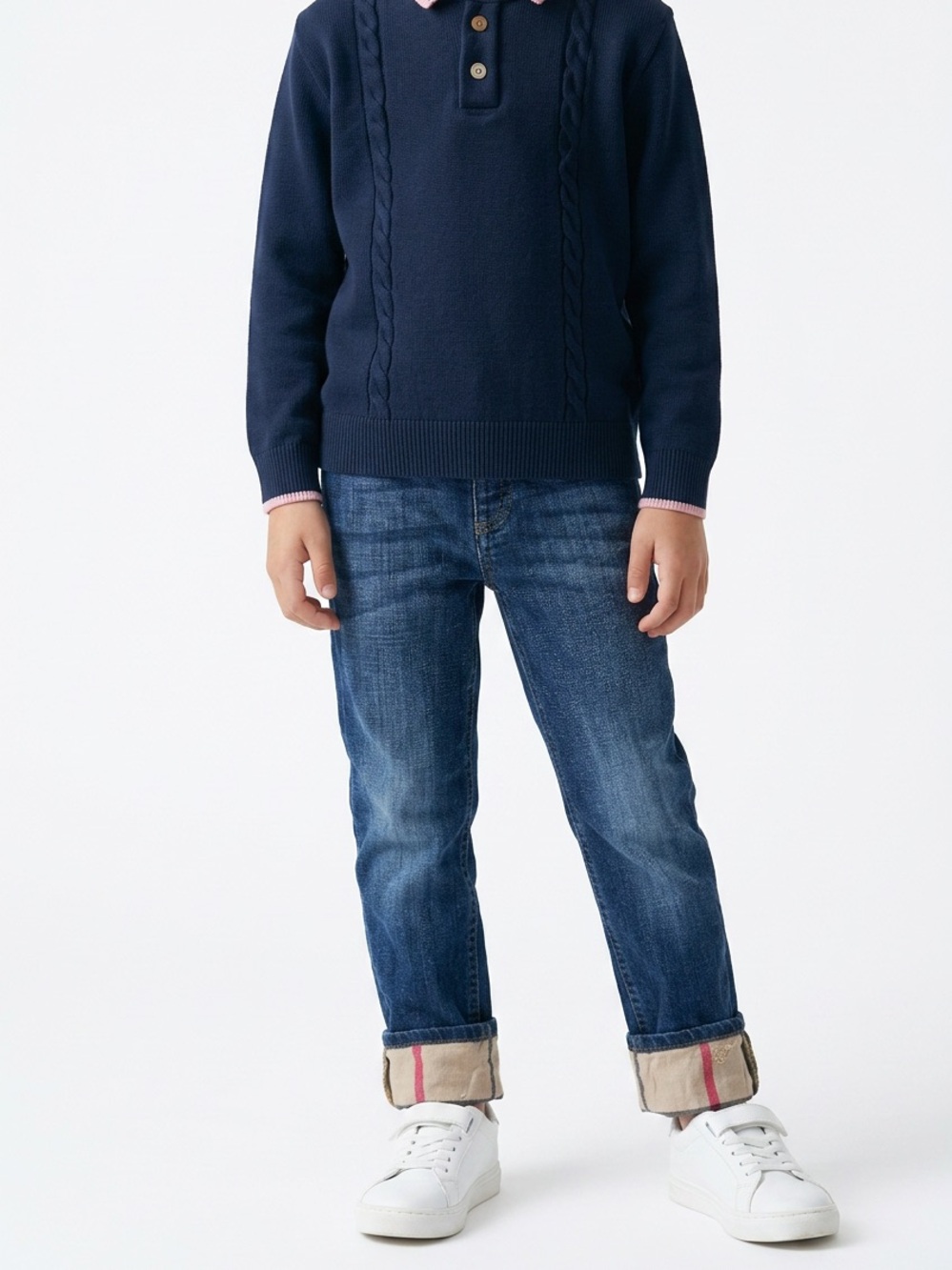 BURBERRY | Kids Classic Indigo Denim Jeans Plaid Trim Youth Size 3T